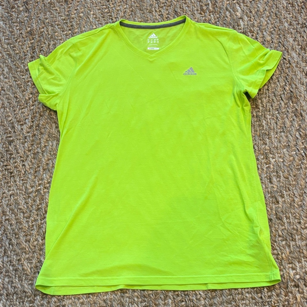 Adidas Performance Neon Green Short Sleeve Vneck T-shirt